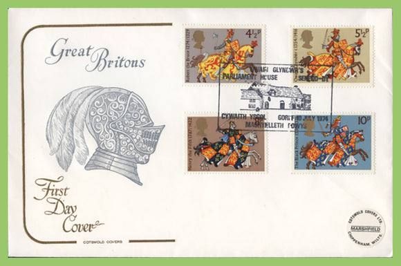 G.B. 1974 Great Britons set on Cotswold First Day Cover, Machynlleth