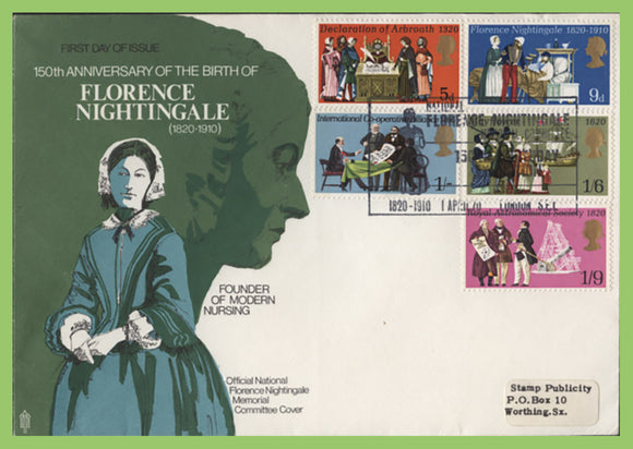 G.B. 1970 Anniversaries on official Nightingale First Day Cover, London