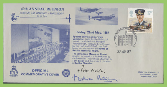 G.B. 1987 40th Annual Reunion, 2nd Air Division Association, RAF Flown & Signed Cover