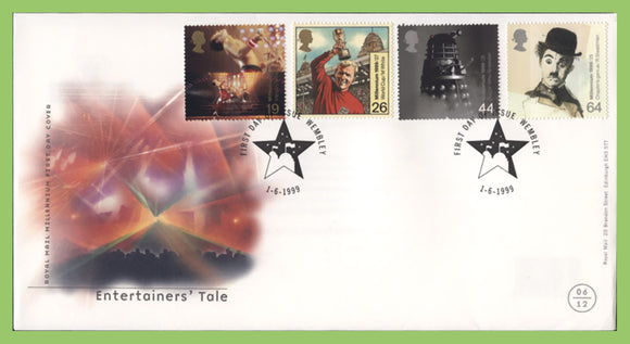 G.B. 1999 Entertainers' Tale set u/a Royal Mail First Day Cover, Wembley