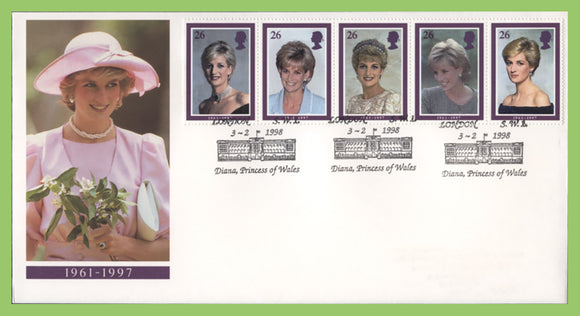 G.B. 1998 Princess Diana Memorial Royal Mail First Day Cover, London SW1