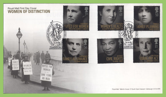G.B. 2008 Women of Distinction u/a Royal Mail First Day Cover, Parliament Square
