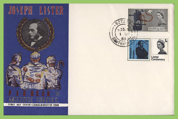 G.B. 1965 Joseph Lister phosphor set u/a illustrated First Day Cover, Botley cds