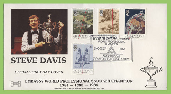 G.B. 1984 Greenwich Meridian Havering First Day Cover, Steve Davis, Romford