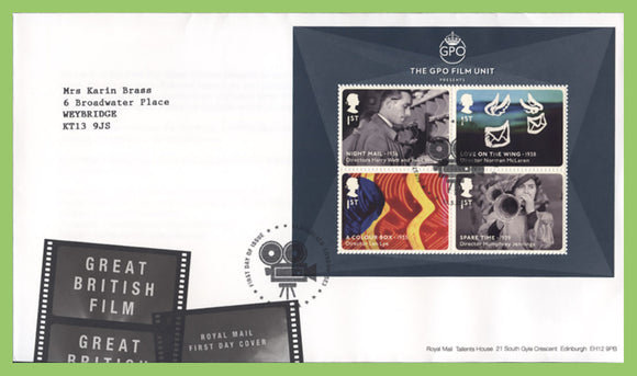 G.B. 2014 Great British Film, GPO Film Unit M/S on Royal Mail First Day Cover, London SE3