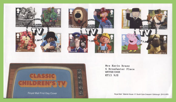 G.B. 2014 Classic Childrens TV set on Royal Mail First Day Cover, Wimbledon
