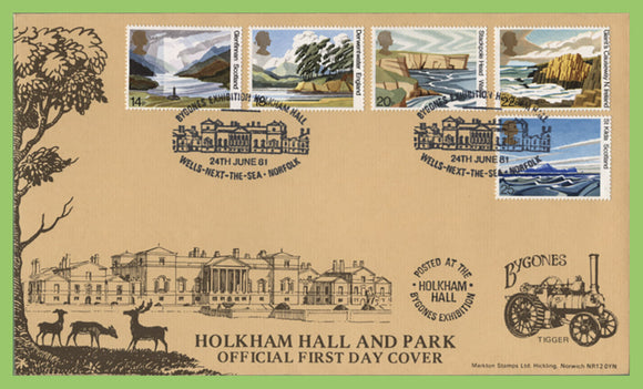 G.B. 1981 National Trusts set on official Markton First Day Cover, Holkham Hall