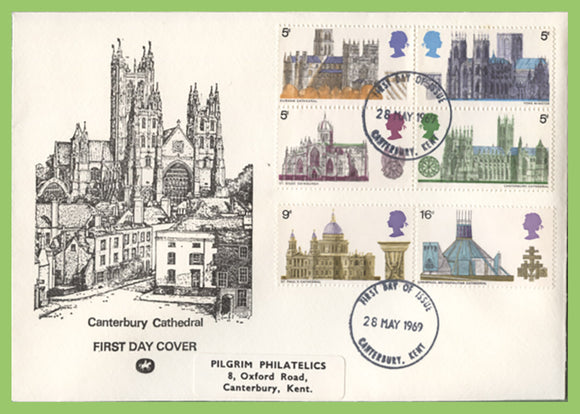 G.B. 1969 Cathedrals set on Pilgrim First Day Cover, Canterbury