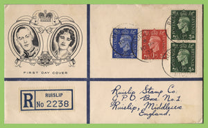 G.B. 1937 KGVI ½d, 1d & 2½d on illustrated registered First Day Cover, Ruislip