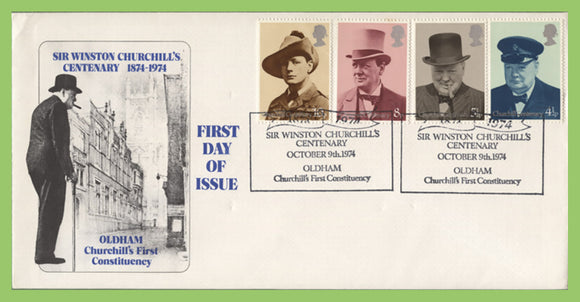 G.B. 1974 Churchill set on Official Oldham Conservitives First Day Cover