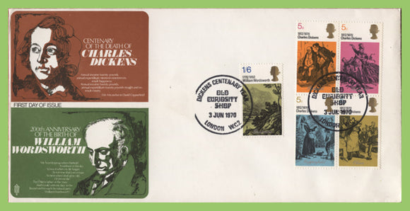 G.B. 1970 Literary Anniversaries on Post office First Day Cover, Old Curiosity S