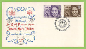 G.B. 1973 Royal Wedding set u/a First Day Cover, Great Somerford, Chippenham