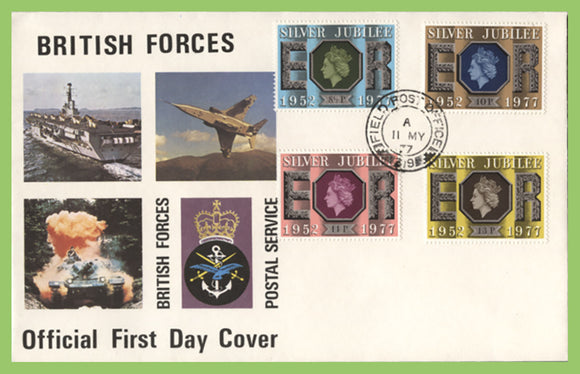 G.B. 1977 Silver Jubilee set on u/a Forces First Day Cover, FPO 319