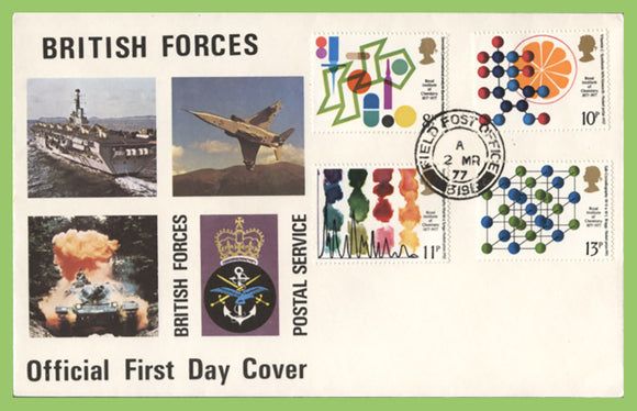 G.B. 1977 Chemistry set on u/a Forces First Day Cover, FPO 319