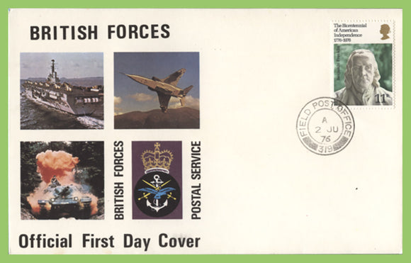 G.B. 1976 American Bicentennial on u/a Forces First Day Cover, FPO 319