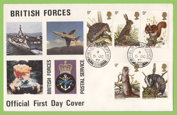 G.B. 1977 British Wildlife set on u/a Forces First Day Cover, FPO 319