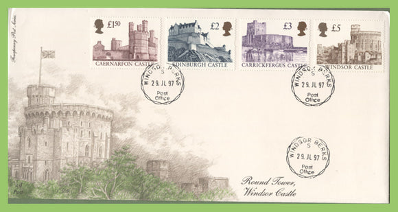 G.B. 1997 Castle High Value Definitives on u/a Fourpenny Post First Day Cover, Windsor