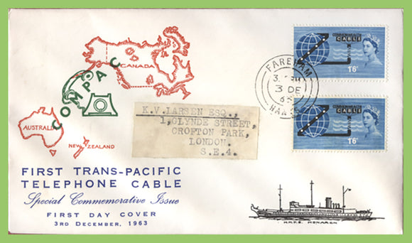 G.B. 1963 COMPAC Cable ord & phos on First Day Cover, Fareham cds