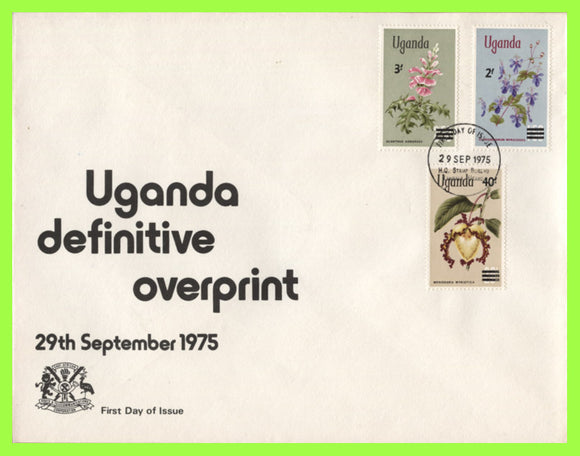 Uganda 1975 Flower Definitives, surcharges on First Day Cover, Kampala