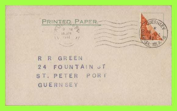 G.B. - Guernsey 1941 KGVI 2d bisect on postcard