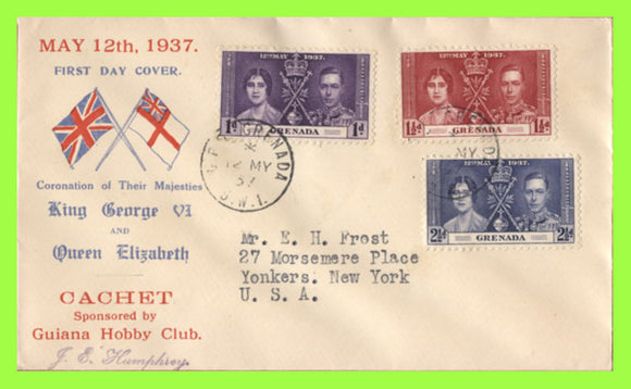 Grenada 1937 KGVI Coronation set on illustrated First Day Cover