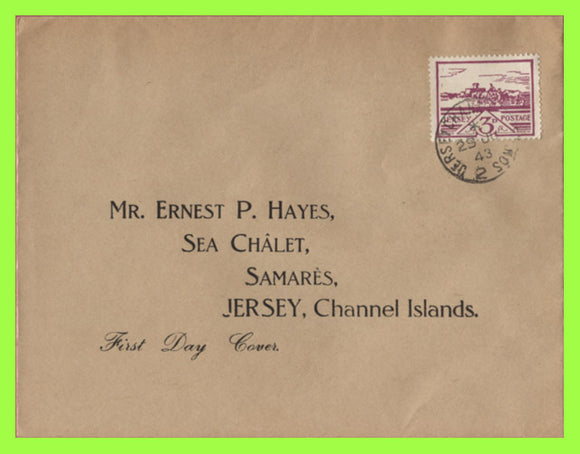 Jersey 1943 3d Views on printed First Day Cover