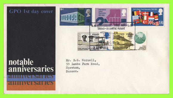 G.B. 1969 Notable Anniversaries set on Post Office First Day Cover, Manchester