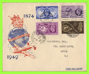 G.B. 1949 U.P.U. set on illlustrated First Day Cover, Hounslow