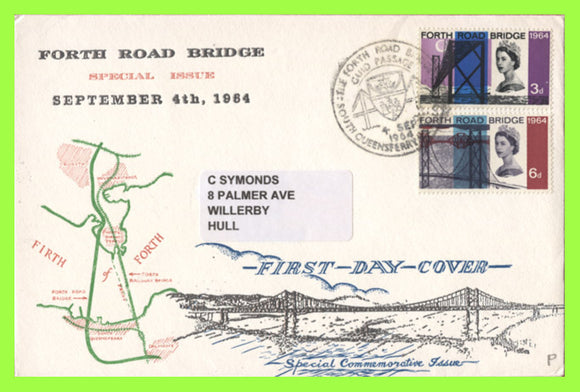G.B. 1964 Forth Road Bridge phosphor set on GPO First Day Cover, South Queensferry