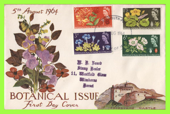 G.B. 1964 Int. Botanical Congress set on First Day Cover, Bournemouth FDI