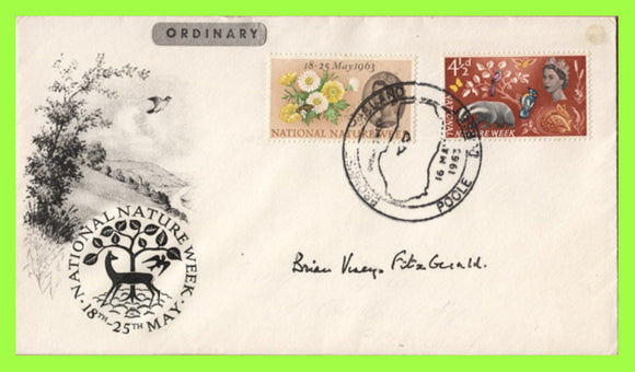 G.B. 1963 Nature Week ordinary set on First Day Cover, Brownsea Island, Poole