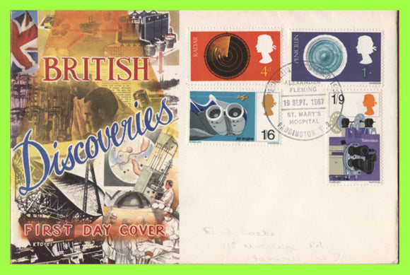 G.B. 1967 British Discovery set on K.Tovey u/a First Day Cover, Peniecillin, St Marys Hospital