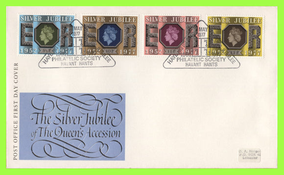 G.B. 1977 Silver Jubilee issue on Post Office First Day Cover, Hayling Island