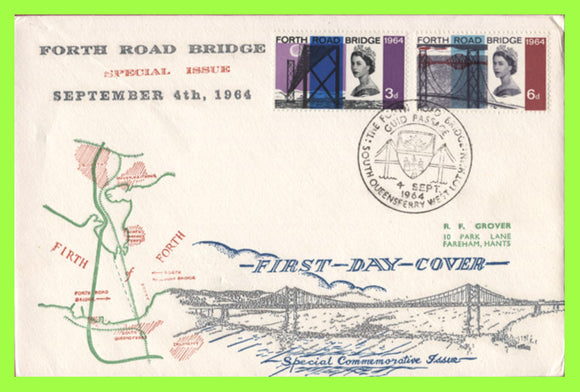 G.B. 1964 Forth Road Bridge set on GPO First Day Cover, South Queensferry
