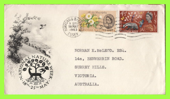 G.B. 1963 Nature Week set on First Day Cover, Romford