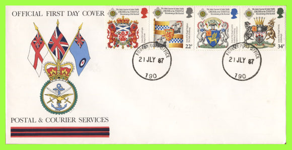 G.B. 1987 Scottish Heraldry set Forces First Day Cover, FPO190