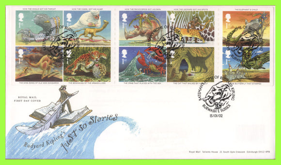 G.B. 2002 Just So Stories set on u/a Royal Mail First Day Cover, Burwash, E. Sussex