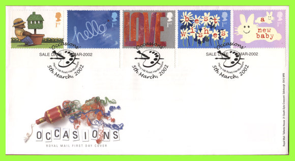 G.B. 2002 Occasions set on u/a Royal Mail First Day Cover, Hertford