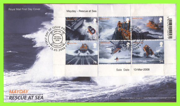 G.B. 2008 Rescue at Sea on Royal Mail set u/a First Day Cover, Poole Dorset