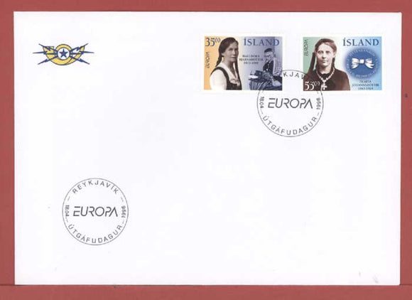 Iceland 1996 Europa. Famous Women set on First Day Cover