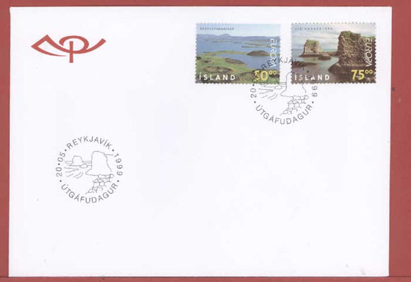 Iceland 1999 Europa. Parks and Gardens set on First Day Cover