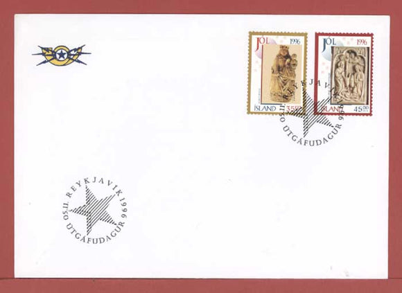 Iceland 1996 Christmas set on First Day Cover