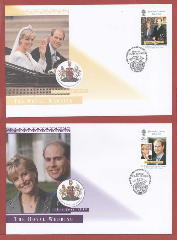 British Virgin Islands 1999 Royal Wedding set on two First Day Covers
