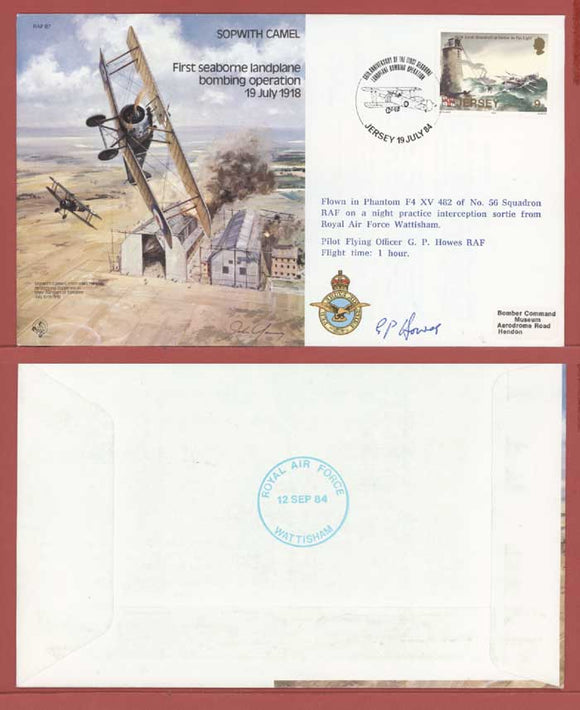 G.B. 1984 100th Anniv. of First Seaborne Landplane bombing Operation, RAF flown & signed cover