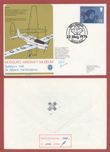 G.B. 1976 Mosquito Air Museum Chipmunk flown & signed Cover