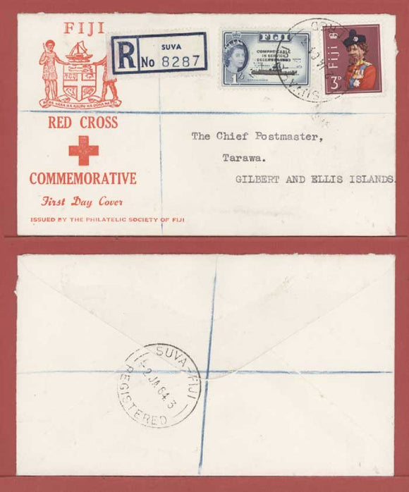 Fiji 1964 registered Suva cover to Gilbert & Ellis