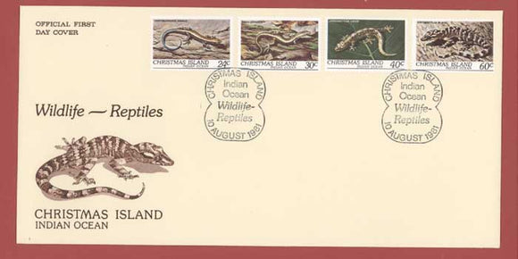 Christmas Island 1981 Reptiles set on First Day Cover
