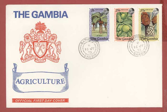 Gambia 1973 Agriculture set on First Day Cover