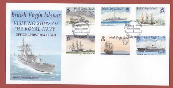 British Virgin Island 2001 Ships of the Royal Navy set on First Day Cover