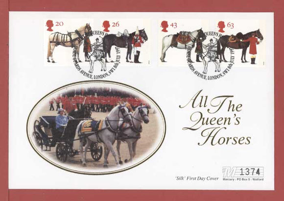 G.B. 1997 The Queens Horses set on Mercury First Day Cover, London SW1